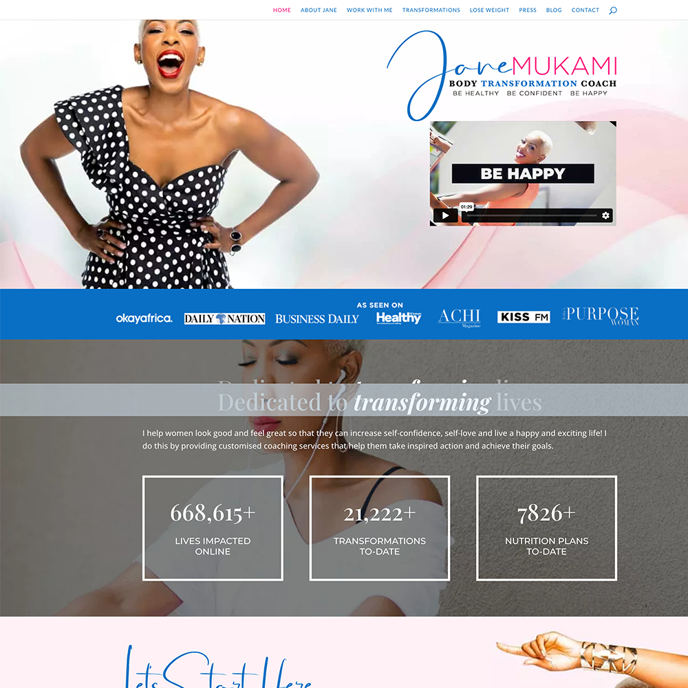A website design with a woman in a polka dot dress. A website design with a woman in a polka dot dress.