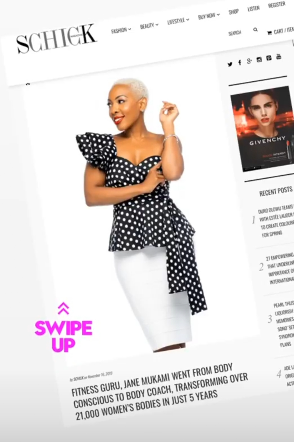 A woman in a polka dot dress is featured on the schick website.