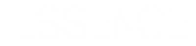 A white logo with the word essence on it.