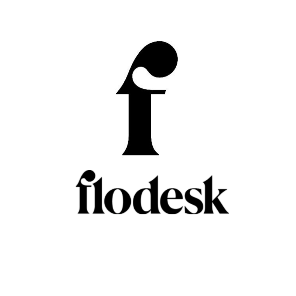 A black and white logo for flodesk.