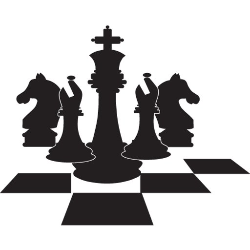 Black and white chess pieces on a black background.